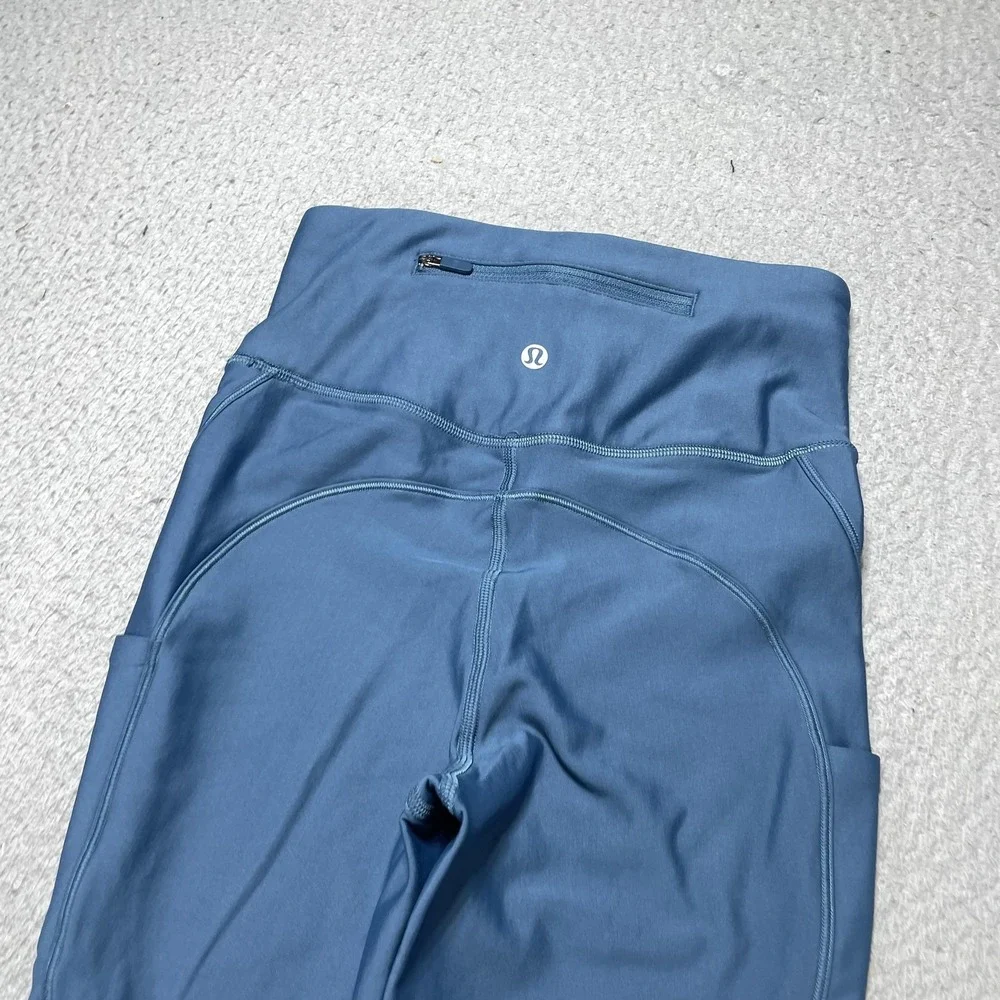 Lululemon Leggings Womens 4 Blue High Rise Ankle Running Yoga Athletic Stretch